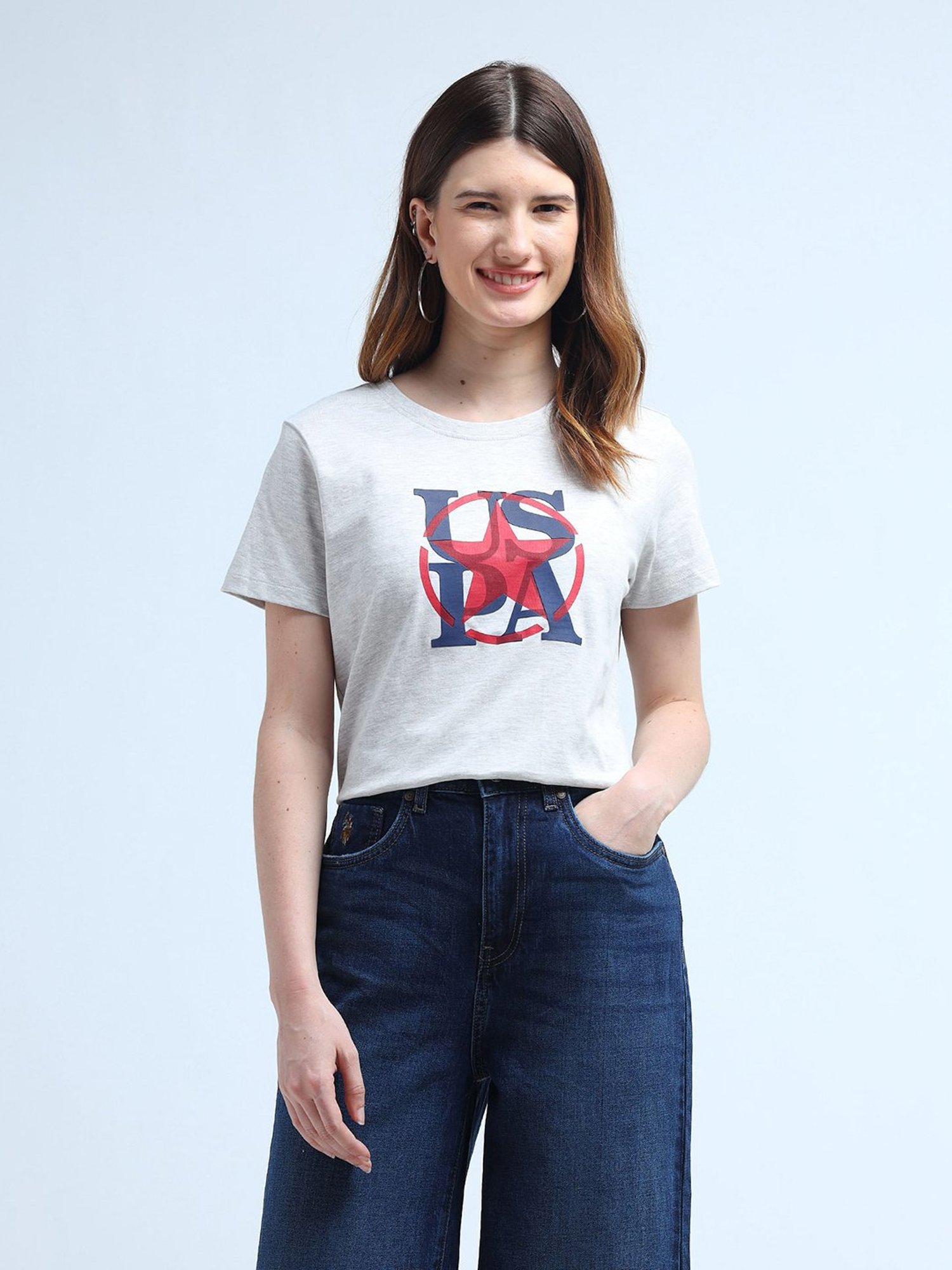 U.S. Polo Assn. Grey Graphic Print T-Shirt