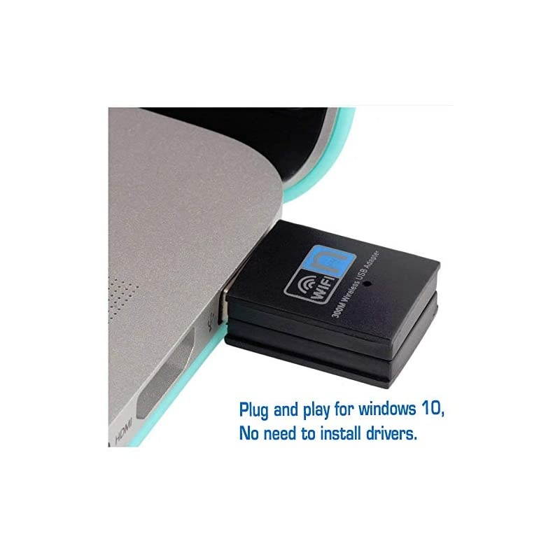 300Mbps USB WiFi Adapter,  Wireless LAN Network Card Adapter WiFi Dongle for Desktop Laptop PC Windows 10 8 7 XP MAC OS (Plug-and-Play for Windows10)