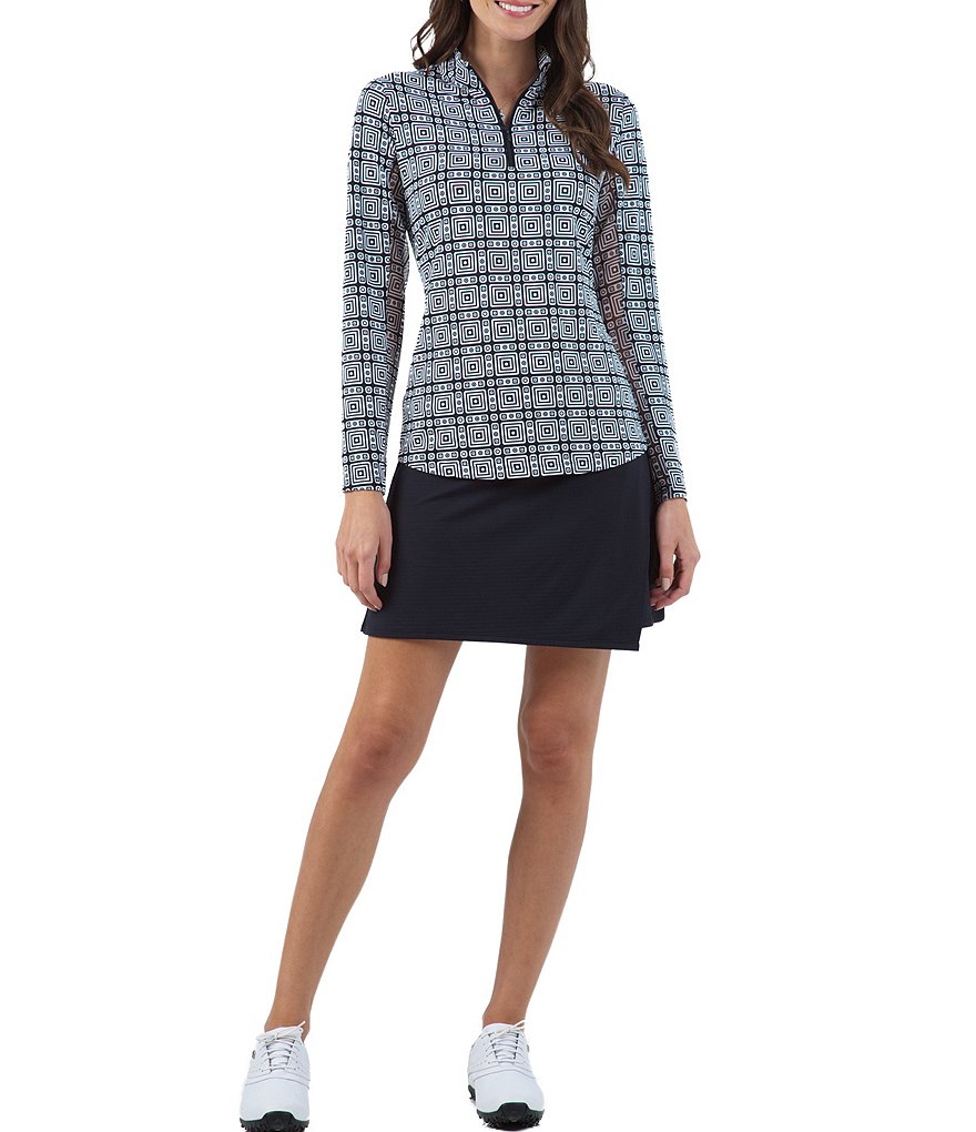 IBKUL Pricilla Print Long Sleeve Mock Neck Top