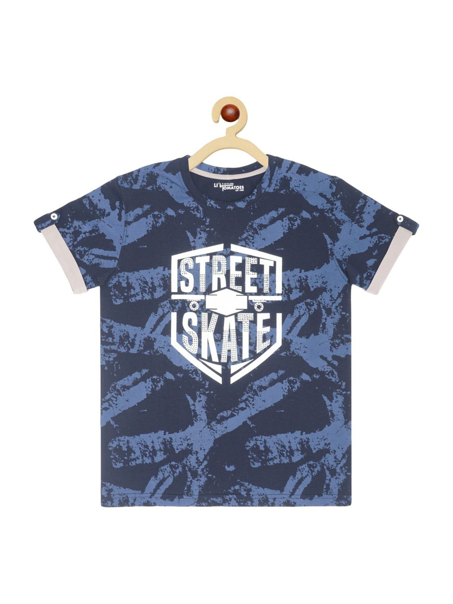 Li'l Tomatoes Kids Navy Cotton Printed T-Shirt