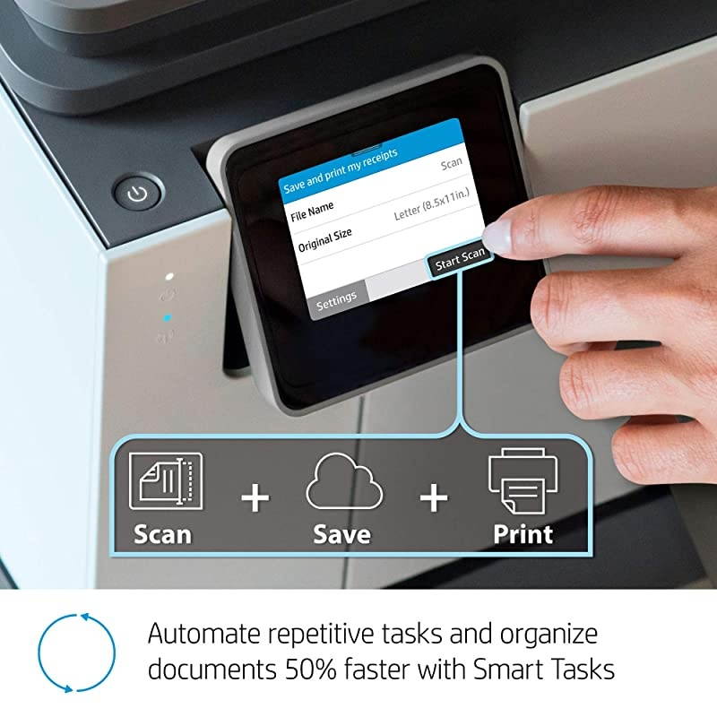OfficeJet Pro 9020 All-in-One Wireless Printer, with Smart Tasks & Advanced Scan Solutions for Smart Office Productivity, Works with Alexa (1MR78A)