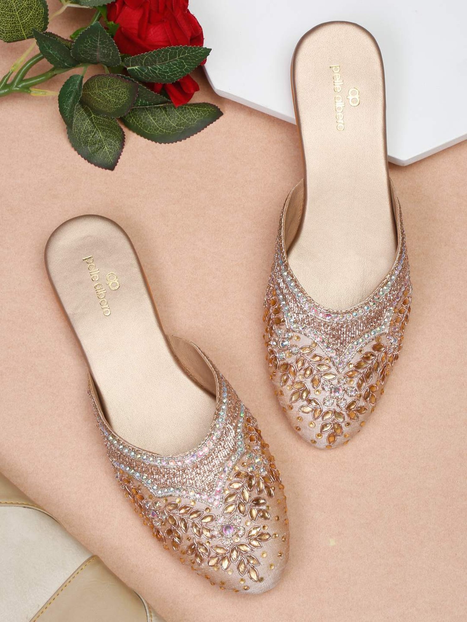 Pelle Albero Women's Rose Gold Mule Shoes