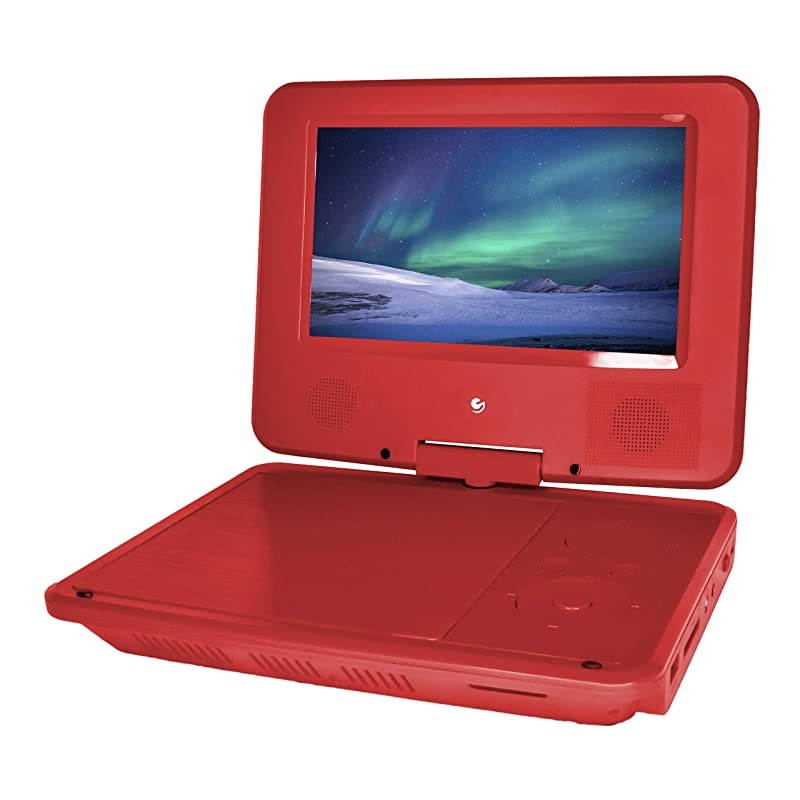 Personal DVD Player with 7-Inch Swivel Screen, Headphones, Carrying Case, Red
