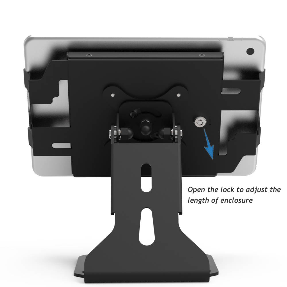 Kiosk iPad Stands Swivel For iPad, iPad Air, iPad Pro or other Tablets Length/Width within (6.69-10 inch), Key lock Security, Black, BSC401B