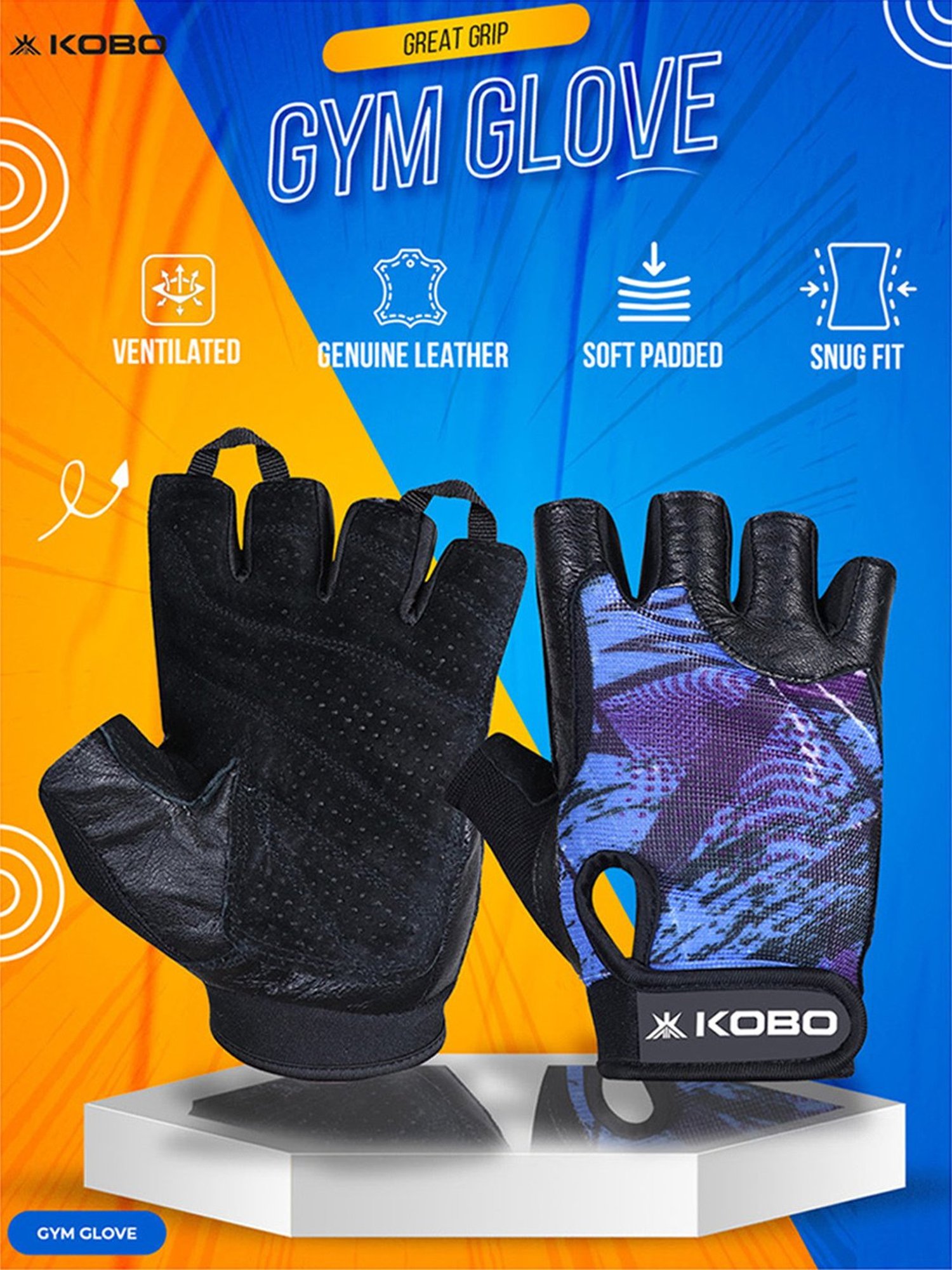 Kobo Weight Lifting Gym Gloves (Blue) Size - S