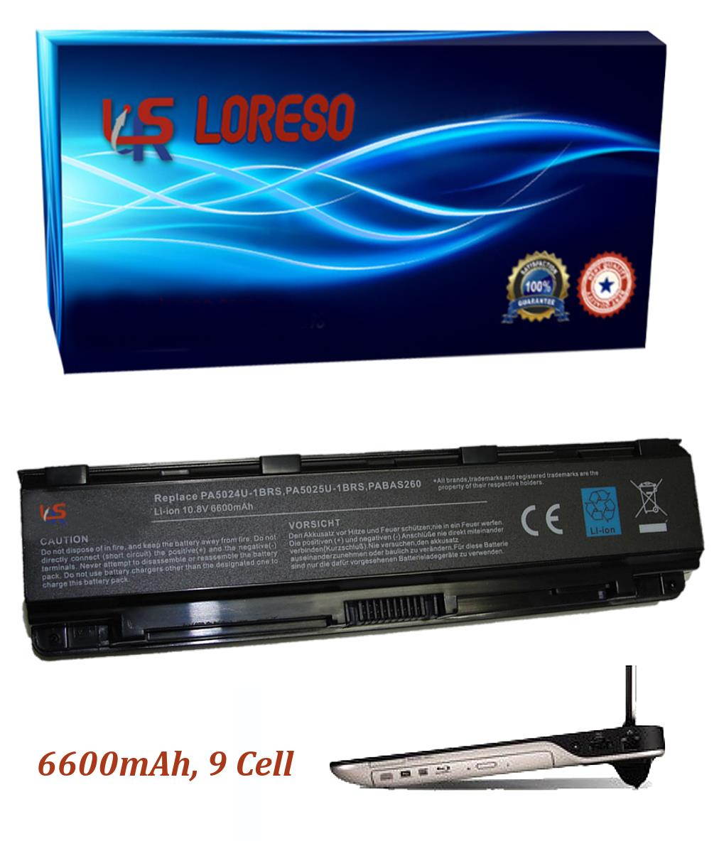 Laptop Battery Toshiba Satellite L75-A7285 L75-A7350 L75-A7380 L75-B7240 L75D L75D-A7190 L75D-A7268NR (Loreso Replacement Part) - 6600mAh, 9 Cell