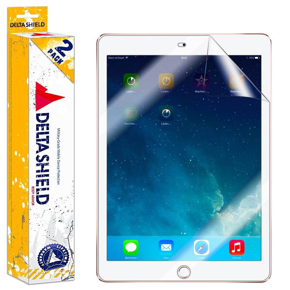 DeltaShield Screen Protector for Apple iPad Pro 9.7 inch (2017)(Air 2, Air,iPad Pro 2015 Compatible)(2-Pack) BodyArmor Anti-Bubble Military-Grade Clear TPU Film