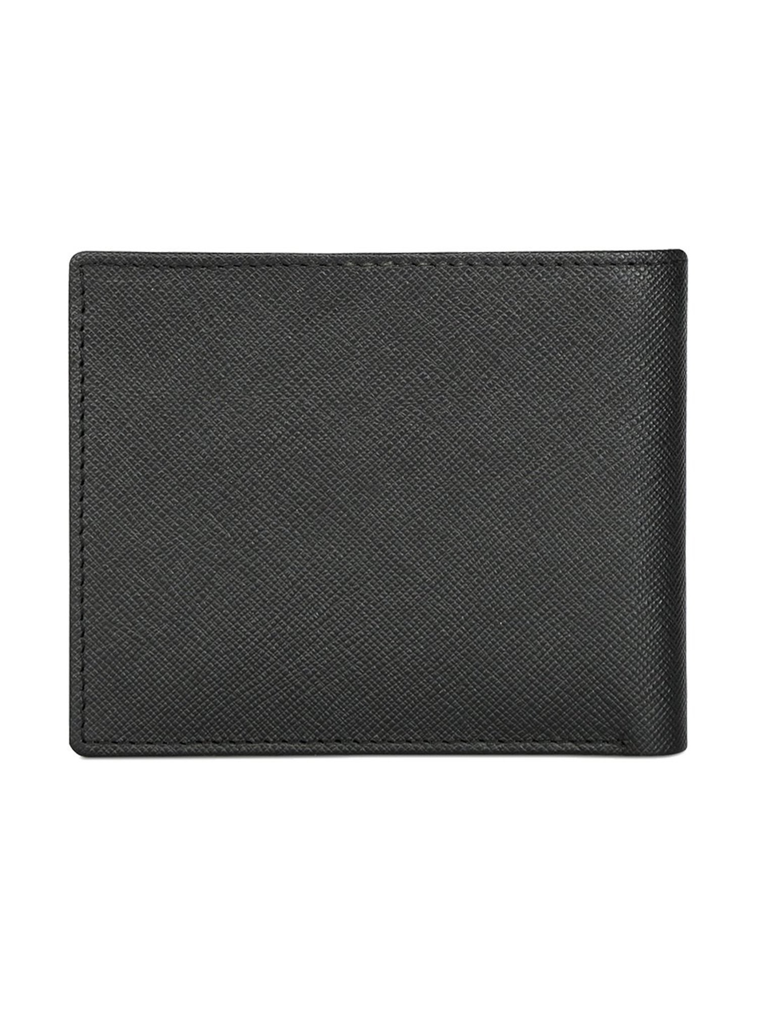 The Vertical Black Textured Leather Bi-Fold Wallet for Men