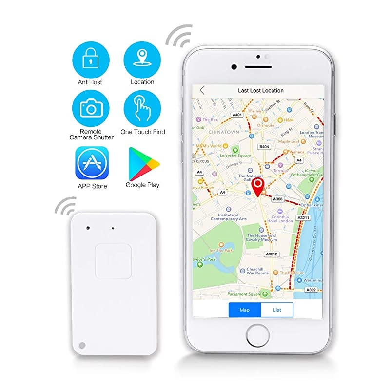 Finder Bluetooth Smart Tracker Locator GPS Anti-Lost Cell Phone Finder APP Control iOS Android Compatible with Chain Replaceable Battery for Wallet Pet Luggage Bag