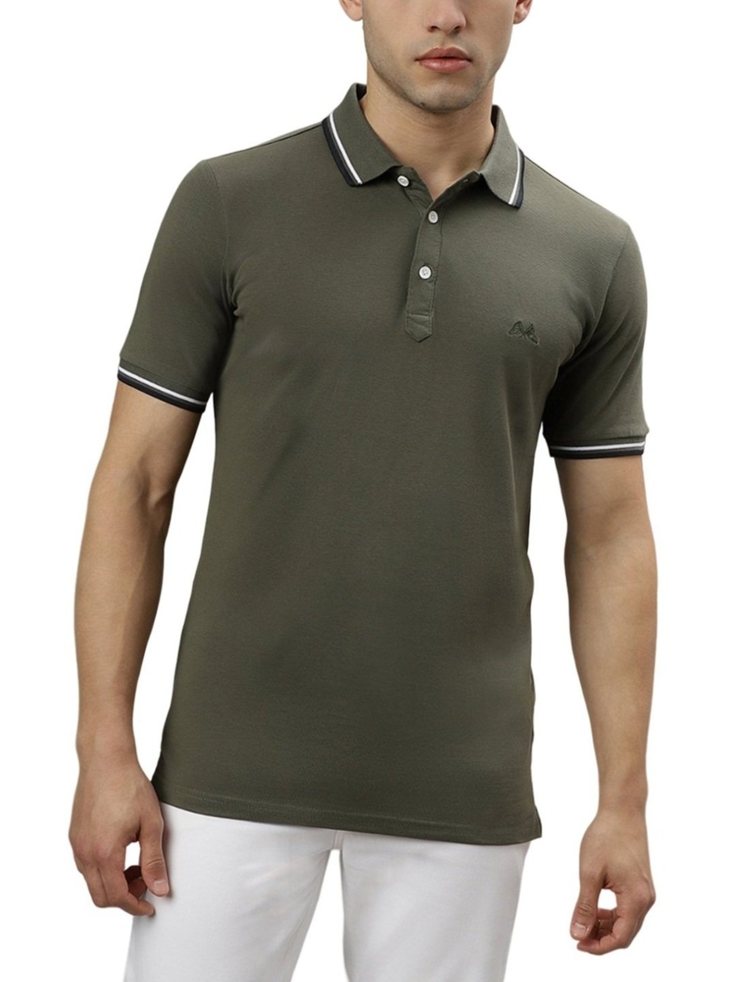 Lindbergh Green Cotton Regular Fit Polo T-Shirt