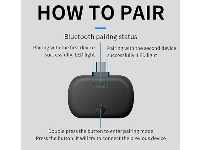 Bluetooth Audio Adapter,  Bluetooth Audio Adapter for Bluetooth Streaming, Multipoint Bluetooth connectivity and Long-range wireless,Nintendo switch Bluetooth transmitter adapte M