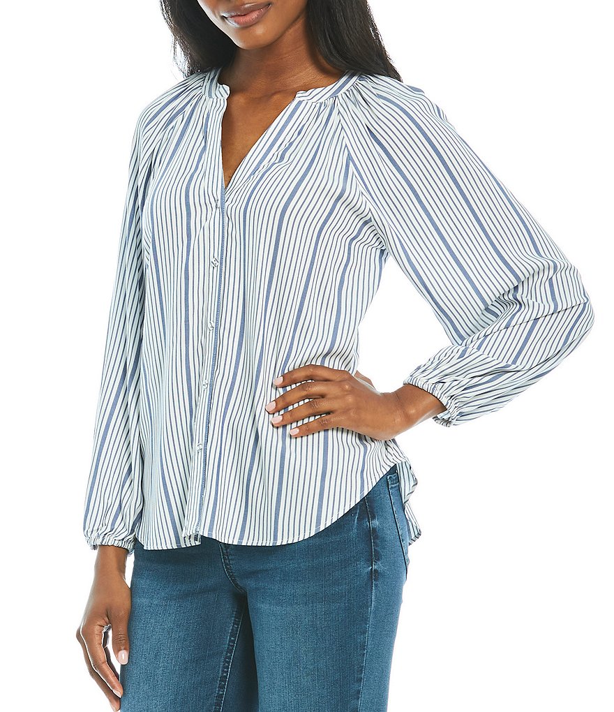 Gibson & Latimer Striped 3/4 Sleeve Peasant Shirt