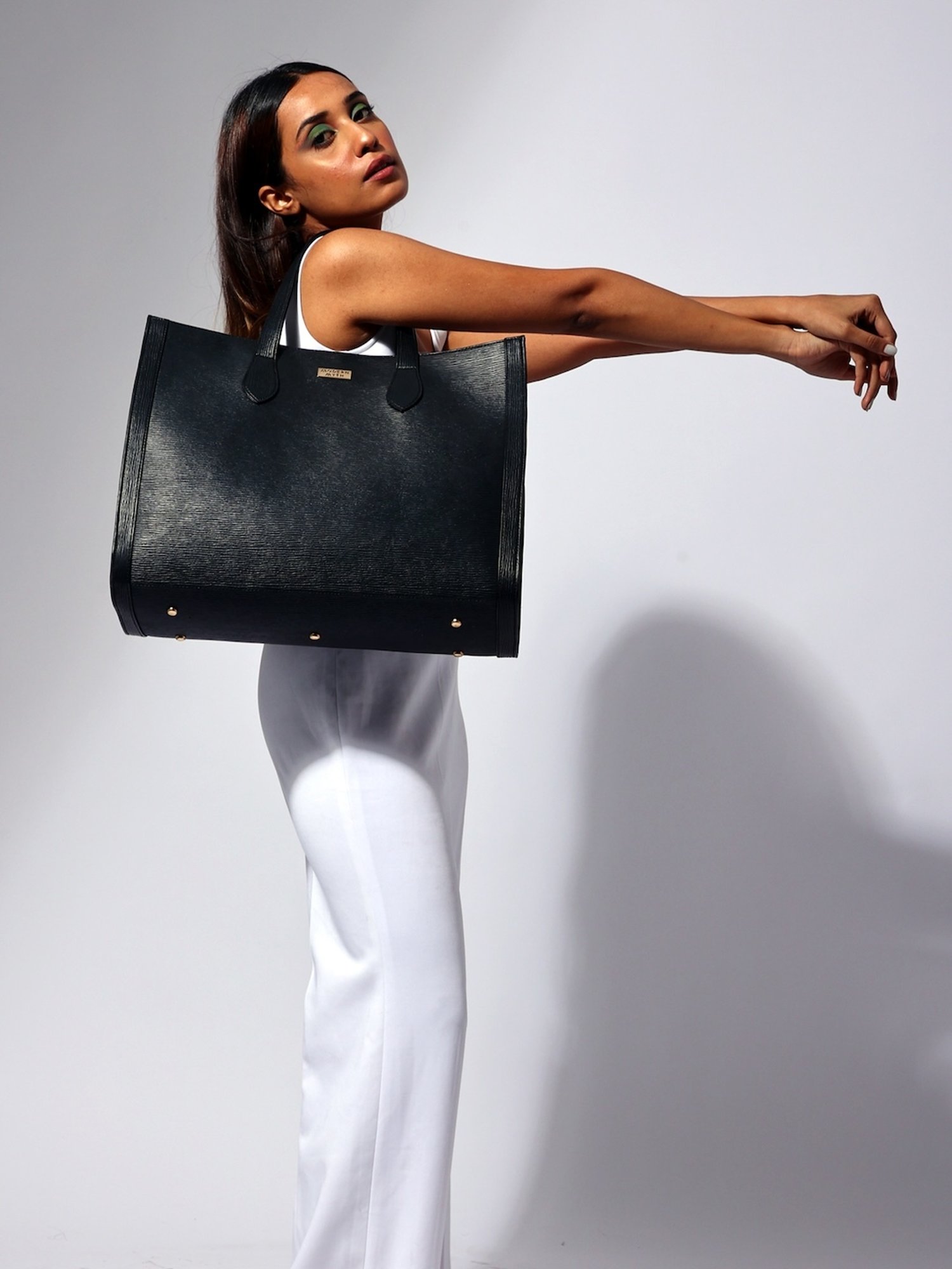 Modern Myth Cosmic Black Textured Large Tote Bag