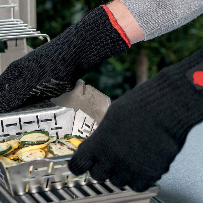 weber 6535 premium black grilling gloves, l/xl