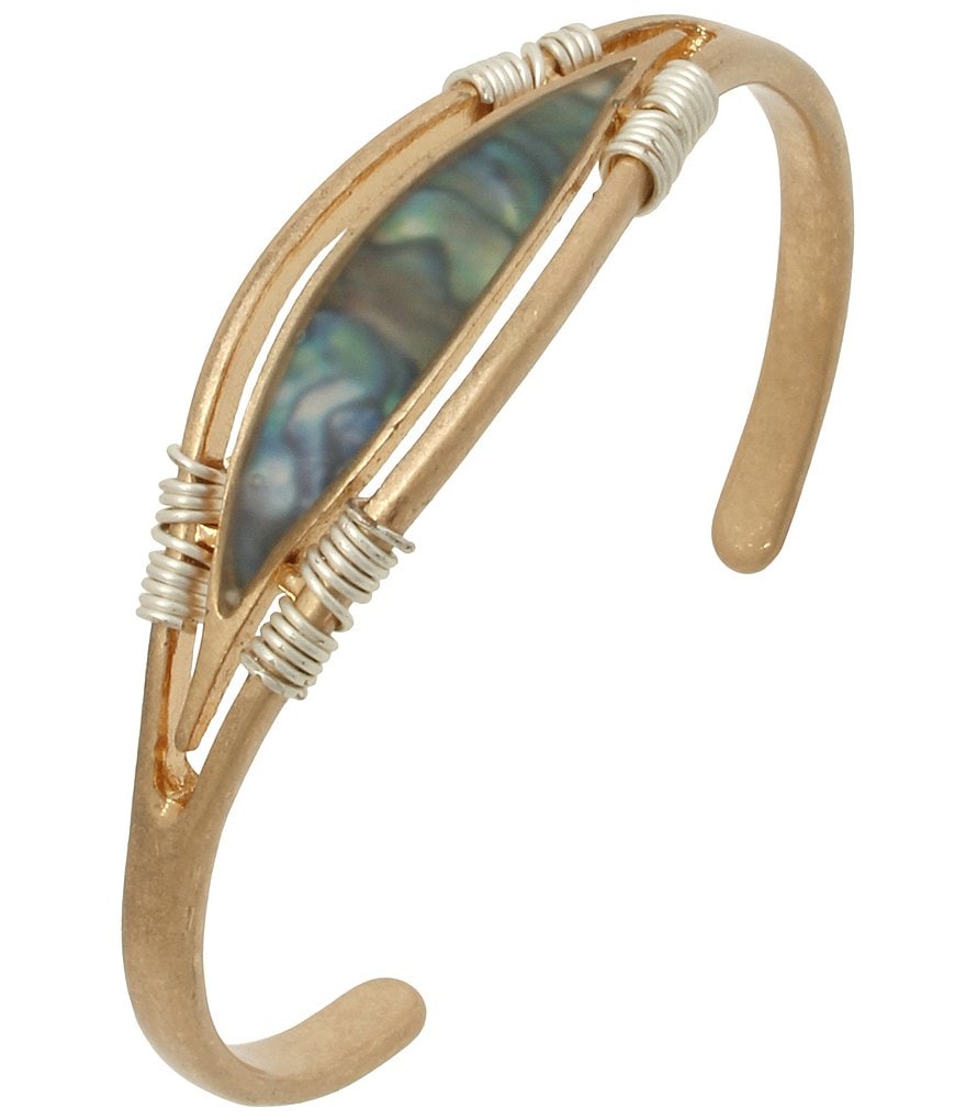 Robert Lee Morris Soho Abalone Cuff Wire Wrapped Detail Bracelet