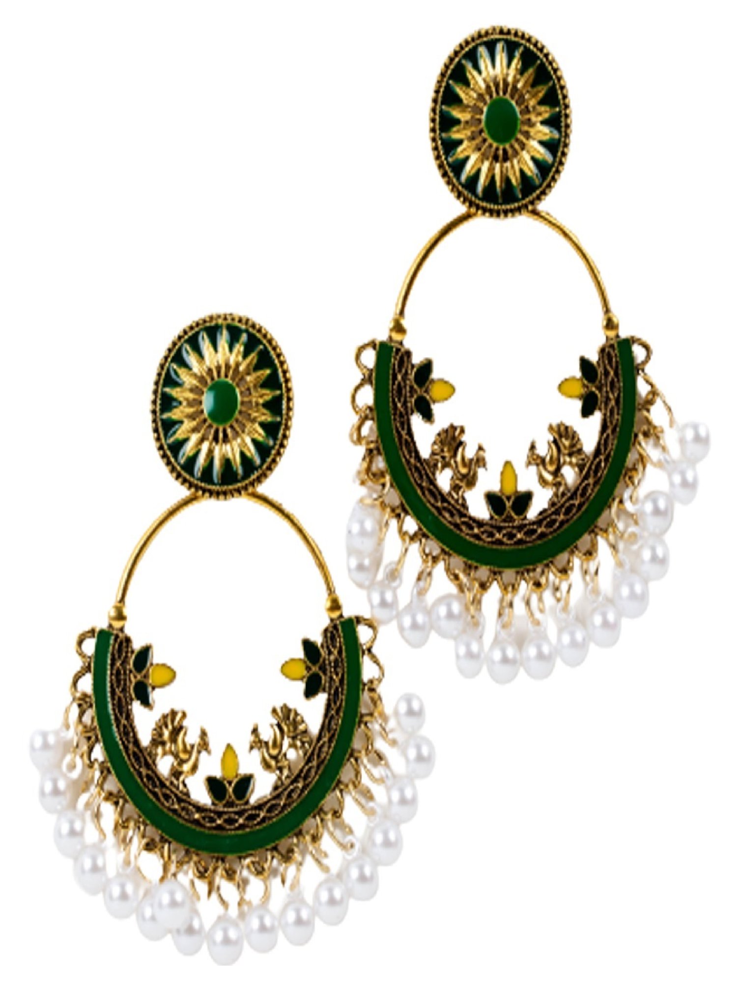 Jewelz Trendy Dangler Earrings Embellished With Small Pearls for Girls & Women