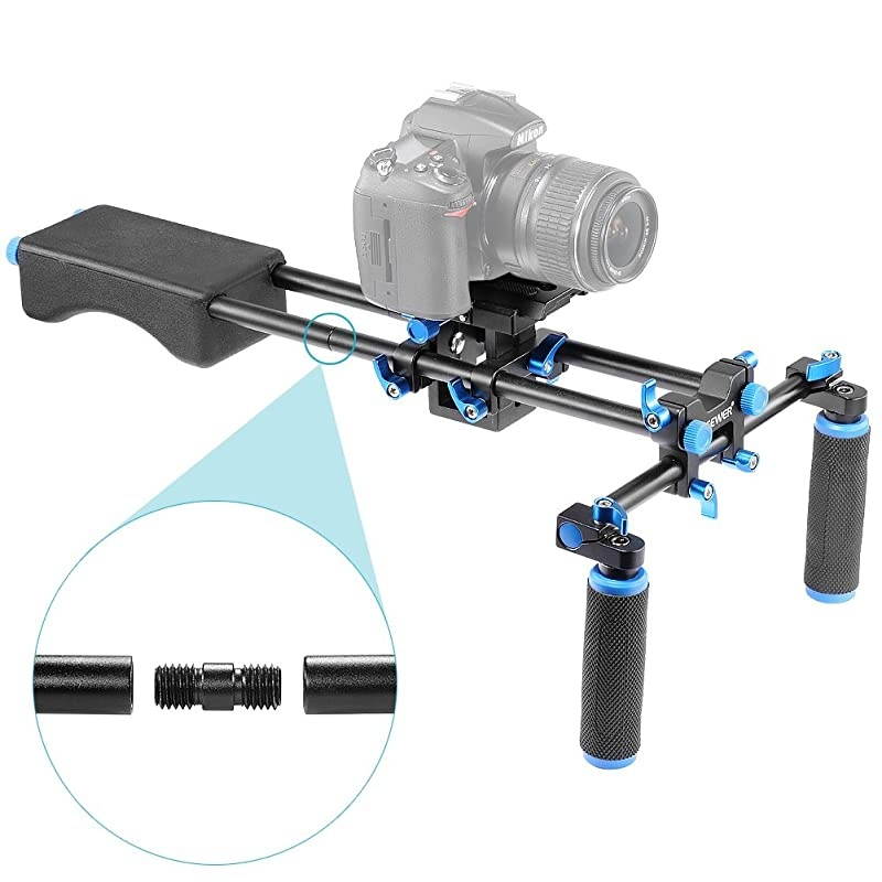 Portable FilmMaker System With CameraCamcorder Mount Slider Soft Rubber Shoulder Pad and Dualhand Handgrip For All DSLR Video Cameras and DV Camcorders