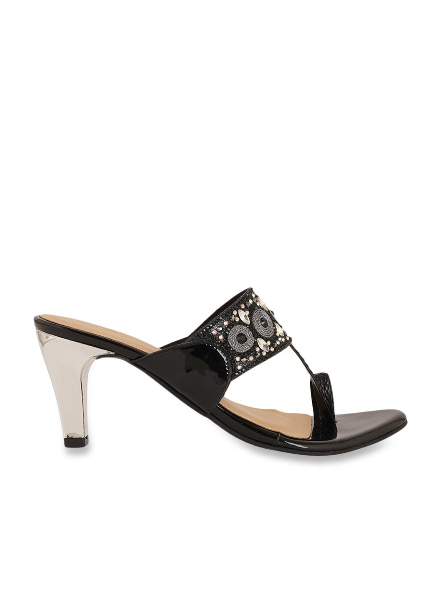 Pelle Albero Women's Black Toe Ring Stilettos