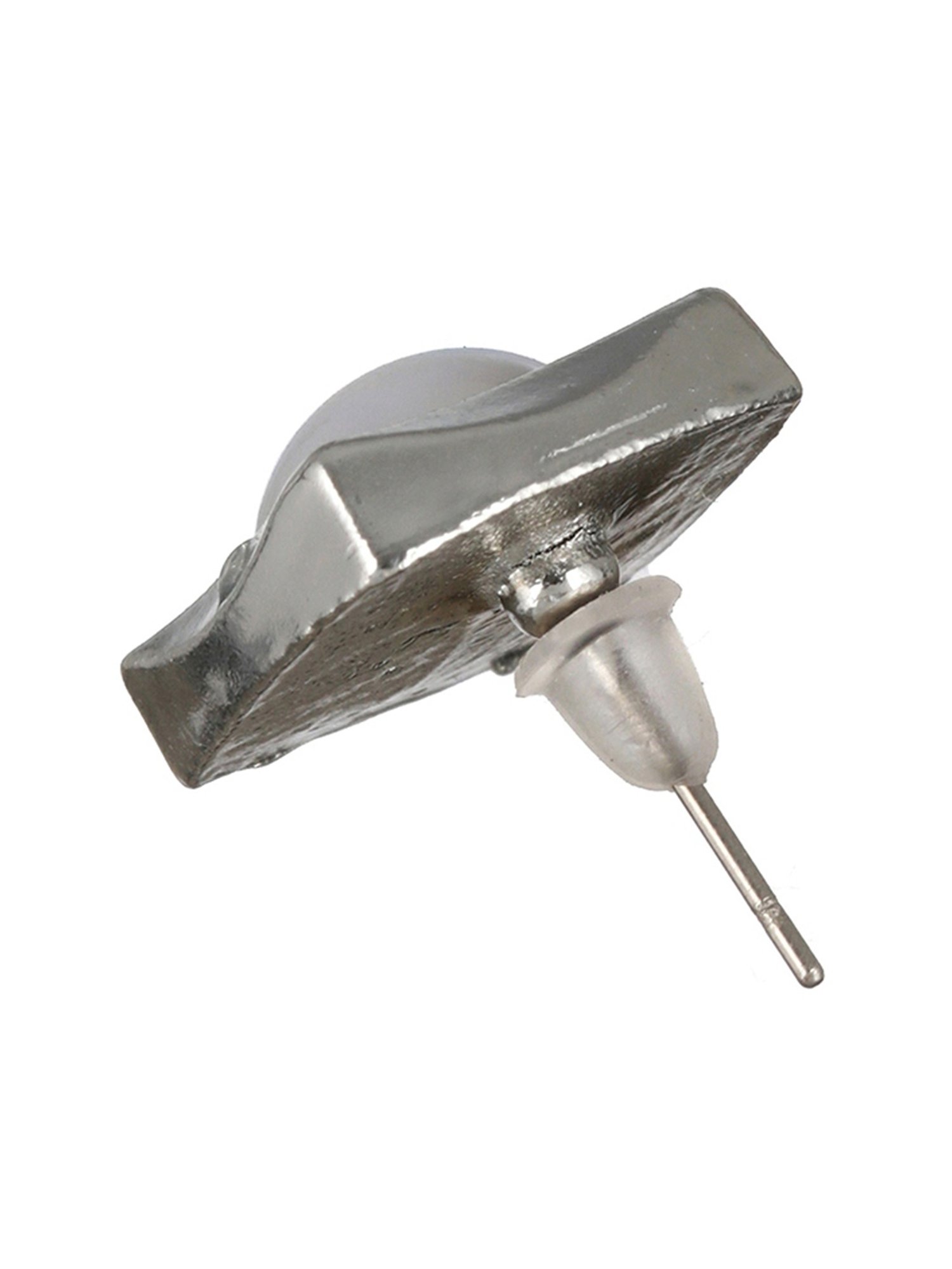 Prita by Priyaasi White Pearl Blocked Square Silver-Plated Stud Earrings