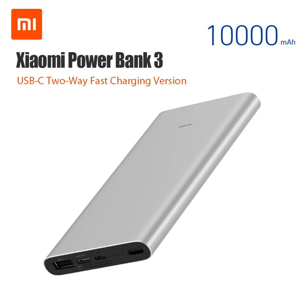 Xiaomi Mi Power Bank 3 10000mAh USB-C Two-way Quick Charge Mobile Phone Powerbank 18W MAX Traveling Charging Adapter for iPhone Samsung Huawei Xiaomi PLM12ZM