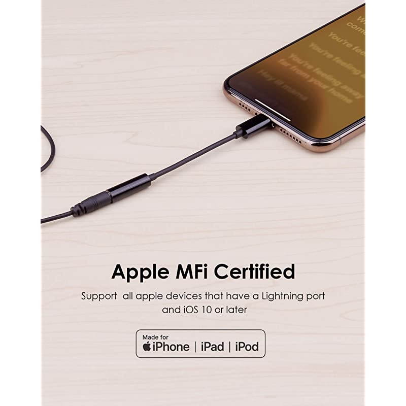 to 3.5 mm Headphone Jack Adapter MFi Certified Earphone Dongle Aux Cord Earbuds Audio Cable Converter Compatible with iPhone 12 11 Pro Max iPhone X XS XR Max iPhone 8 Plus 7 Plus RA1