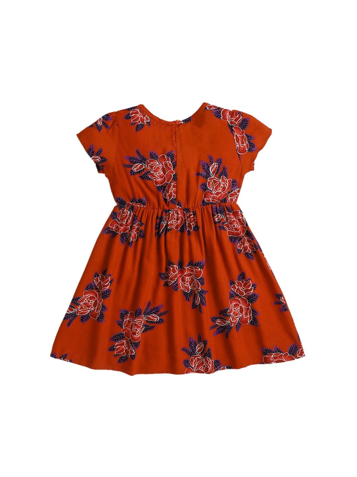 The Magic Wand Kids Rust Printed Dress