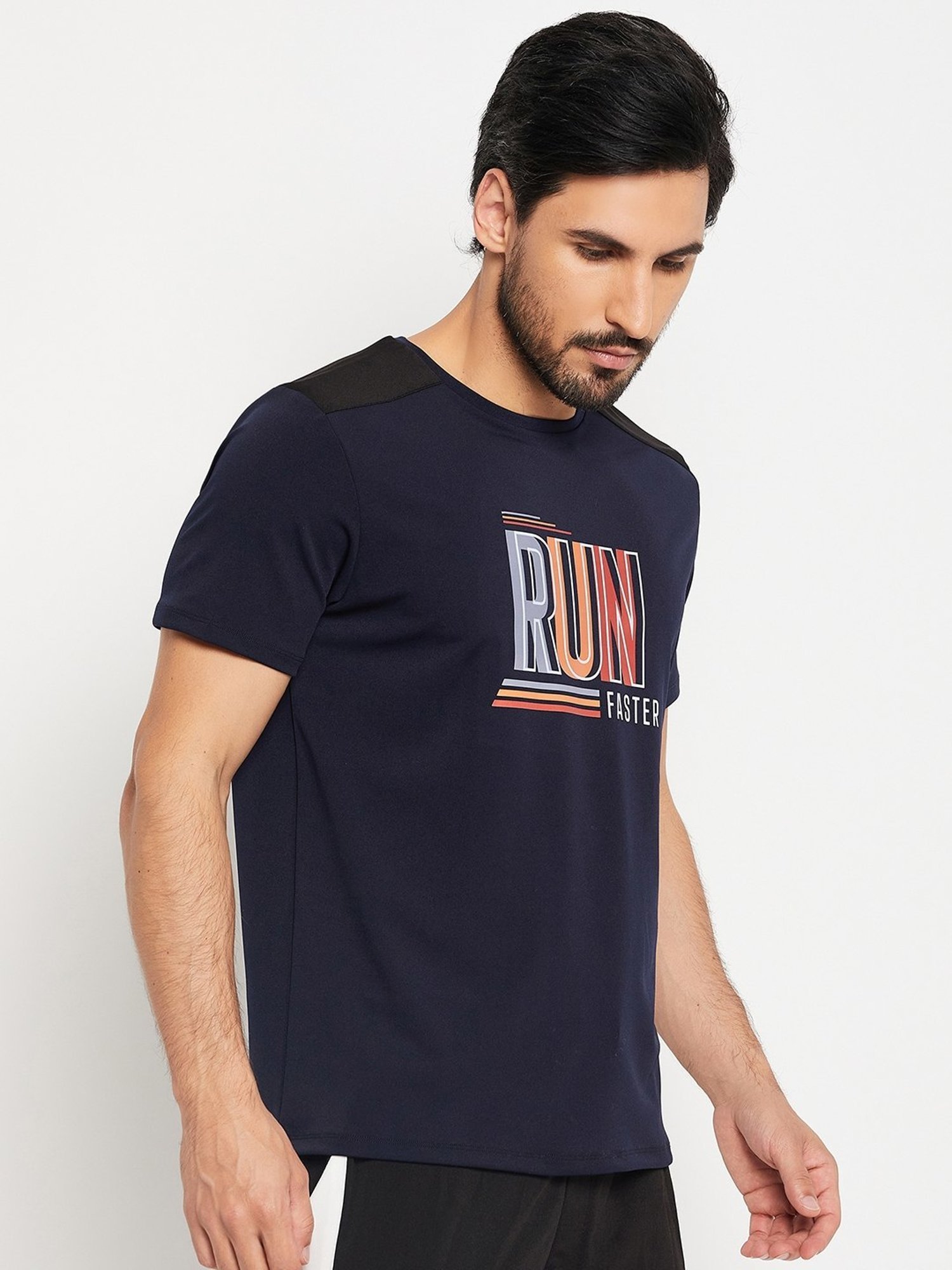 EDRIO Black Relaxed Fit Printed T-Shirt