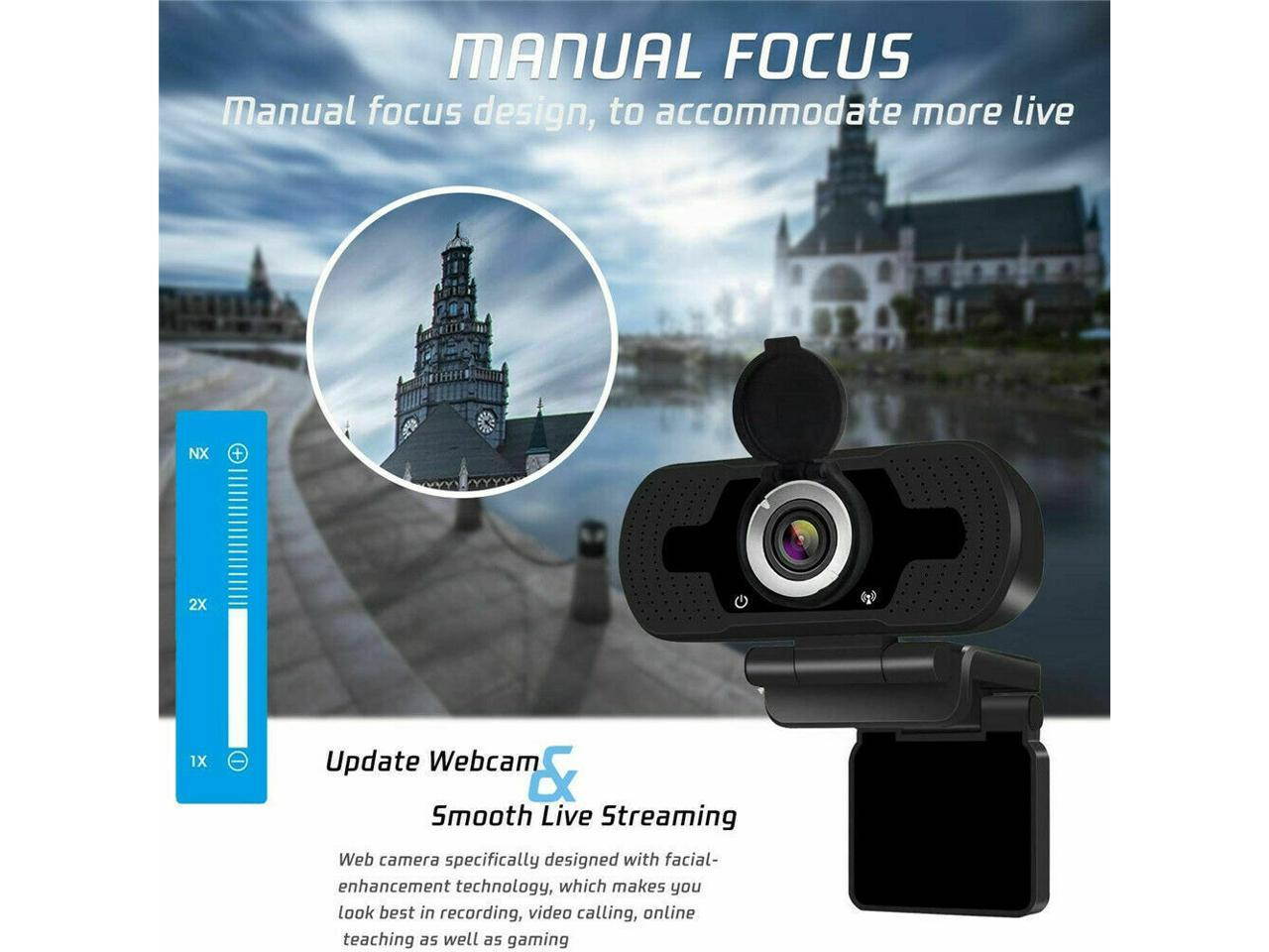 1080p HD Webcam W8, USB Desktop Laptop Camera, Mini Plug and Play Video Calling Computer Camera, Flexible Rotatable,Built-in Mic