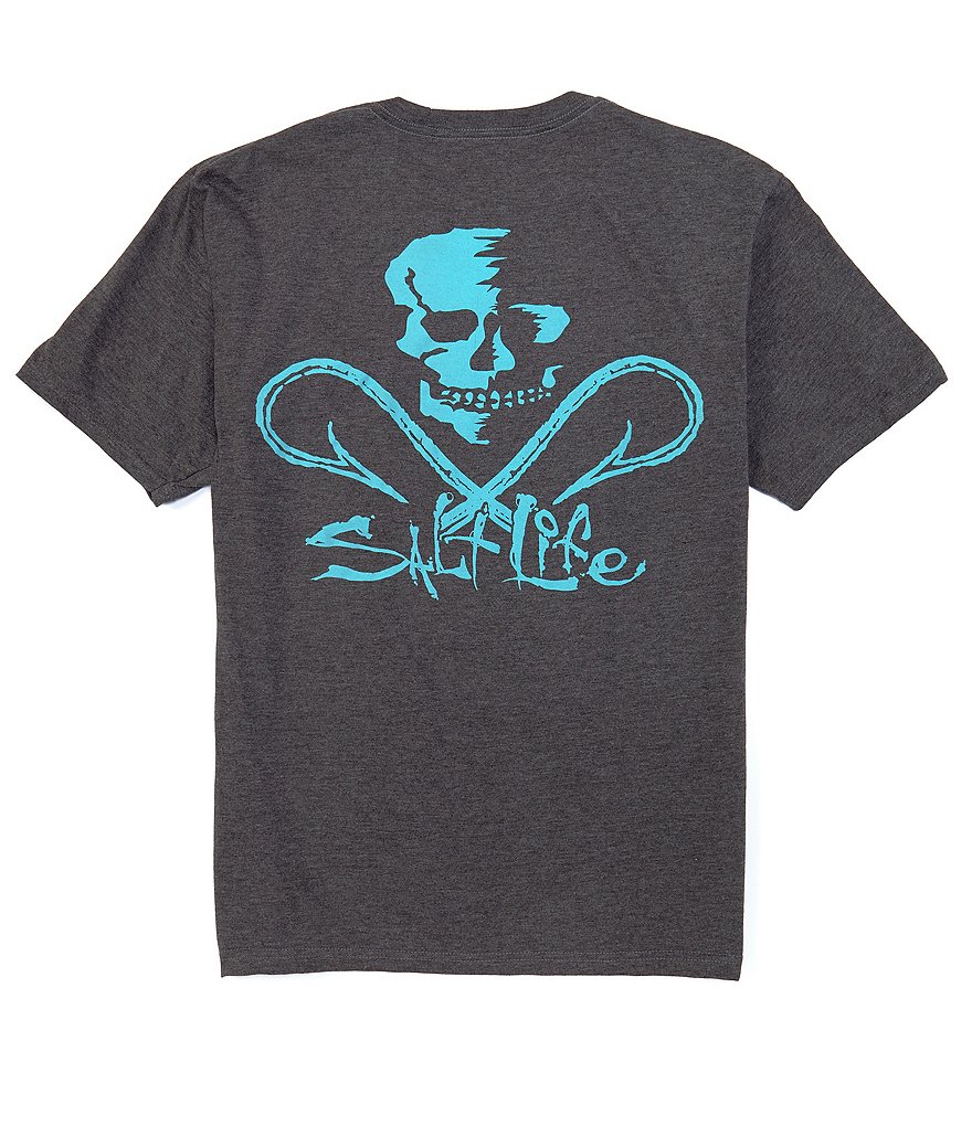 Salt Life Skull And Hooks Screen Print Short-Sleeve Pocket Tee