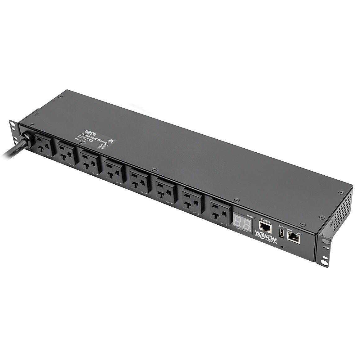 Tripp Lite 1.9kW Single-Phase Switched PDU, LX Platform Interface, 120V Outlets (8 x 5-15/20R), NEMA L5-20P, 12.0 Feet Cord, 1U Rack, TAA (PDUMH20NET2LX)