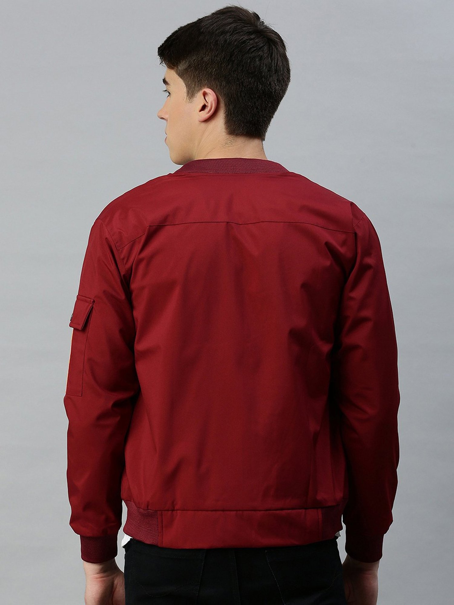 VOXATI Maroon Regular Fit Bomber Jacket