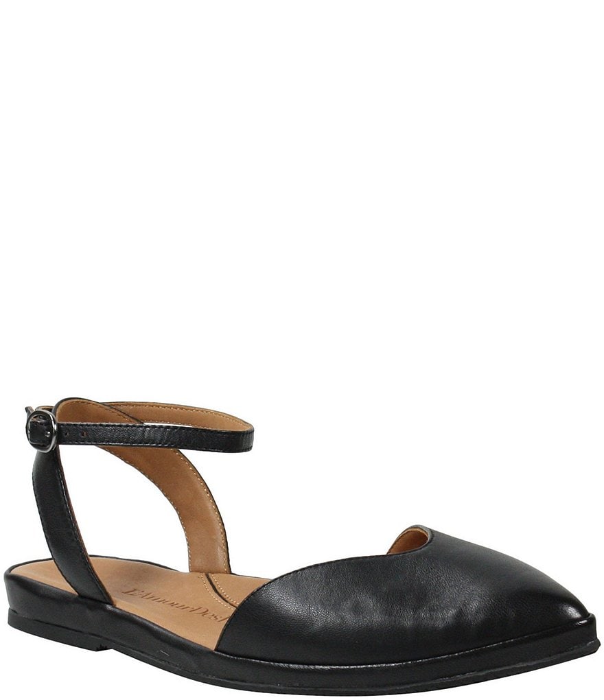 L'Amour Des Pieds Moona Leather Ankle Strap Flats