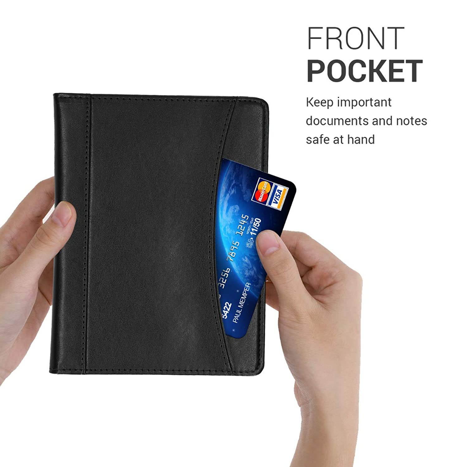 kwmobile Case Compatible with Kobo Aura H2O Edition 2 - PU Leather Cover with Magnetic Closure, Strap, Front Pocket - Black