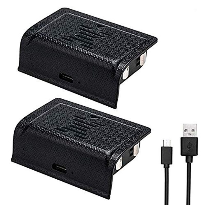 xbox one battery pack 1200mah 2pack rechargeable lithium for xbox one s / xbox one x / xbox one elite wireless controller with 3.3 feet micro usb charging cable and led indicator