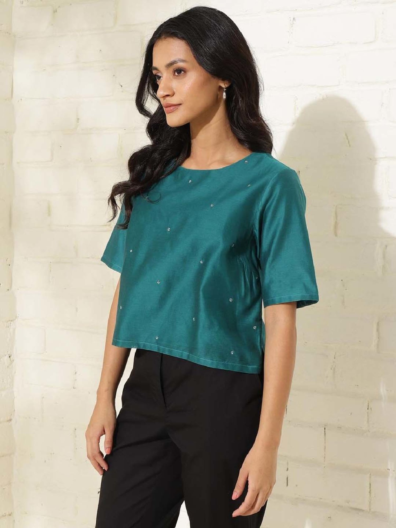 Fabindia Blue Embroidered Top