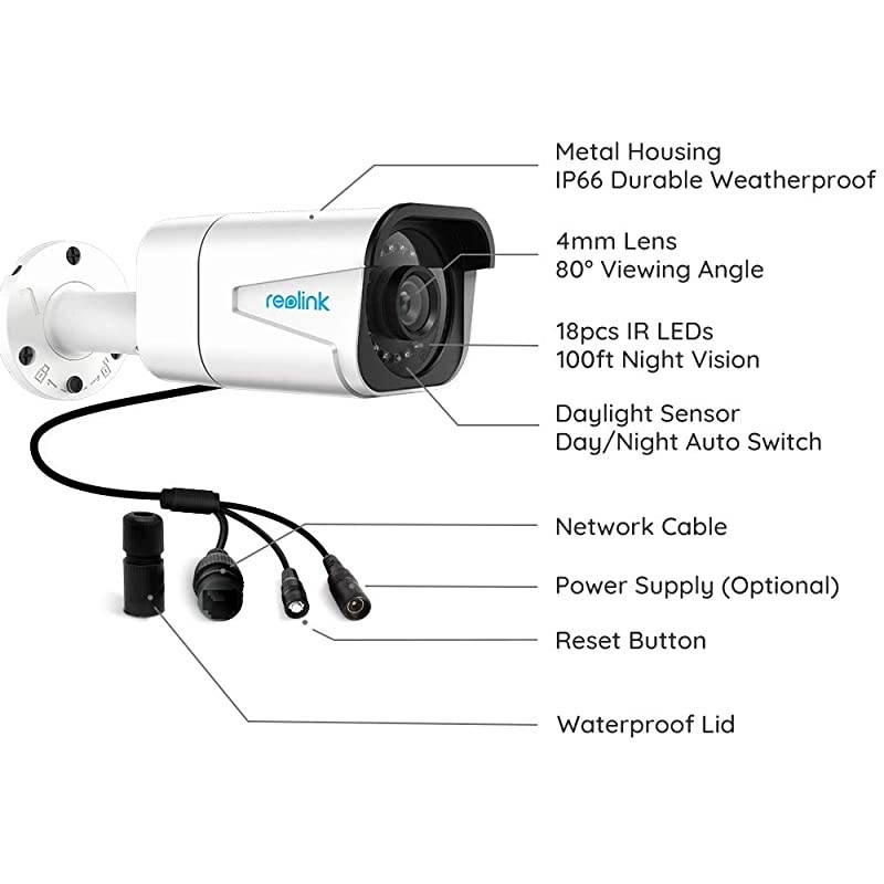 4K Ultra HD 8MP Addon Outdoor Security Camera POE IP Camera H265 ONLY Work with  8MP POE Camera System and  NVR Onvif Incompatible B800