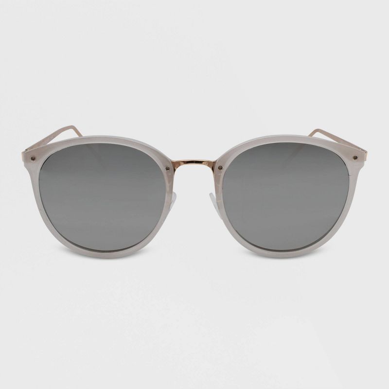 Women's Round Plastic Metal Sunglasses - A New Day™ Gold/White
