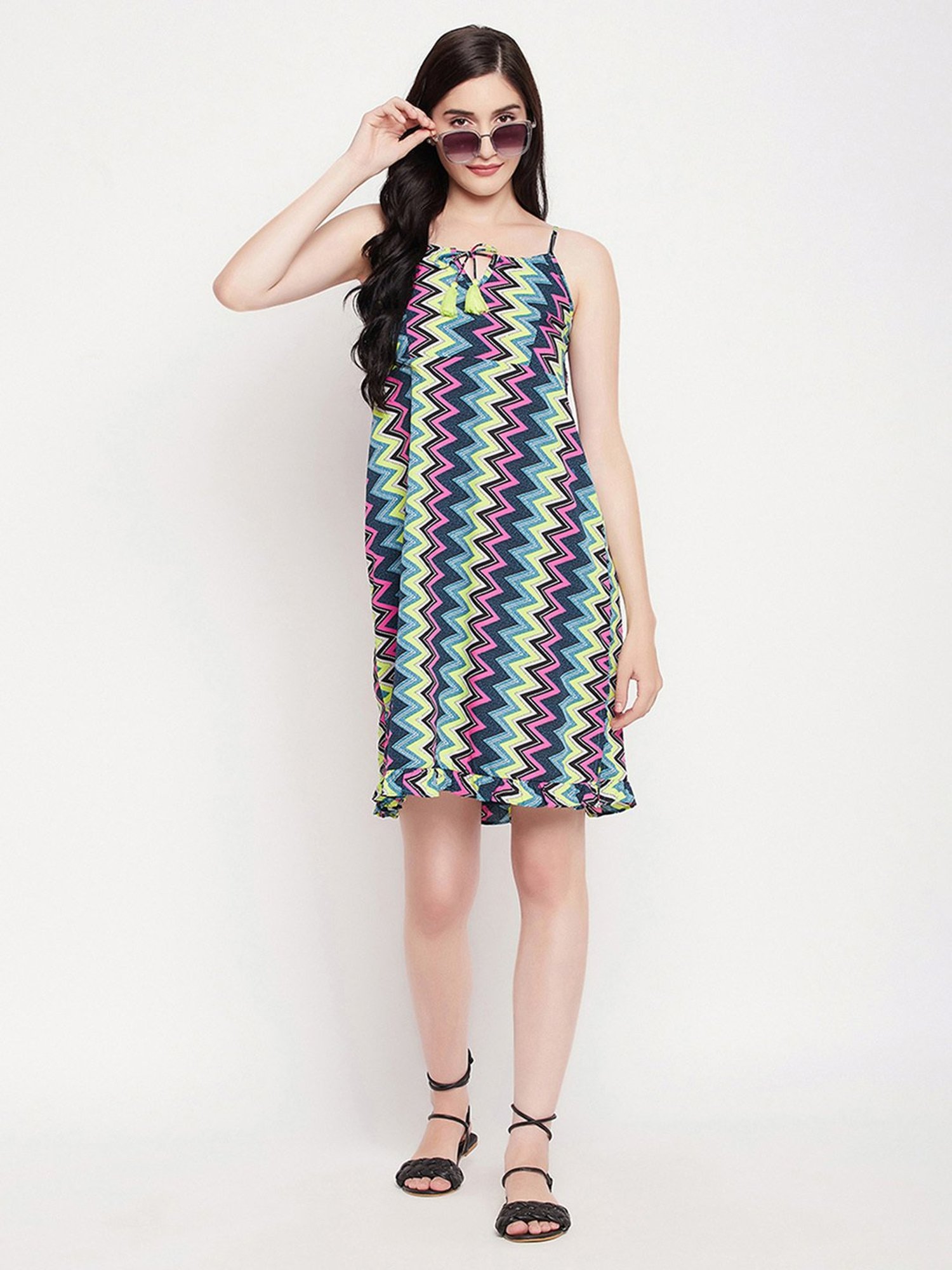 Clovia Multicolor Geometric Print Beachwear