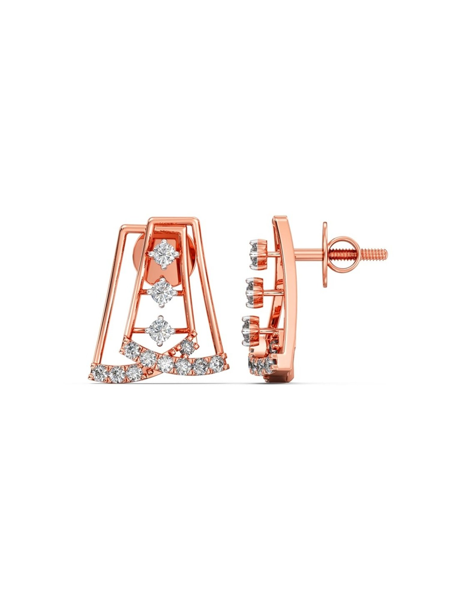 Joyalukkas 18k Gold Shimmered Diamond Stud Earrings