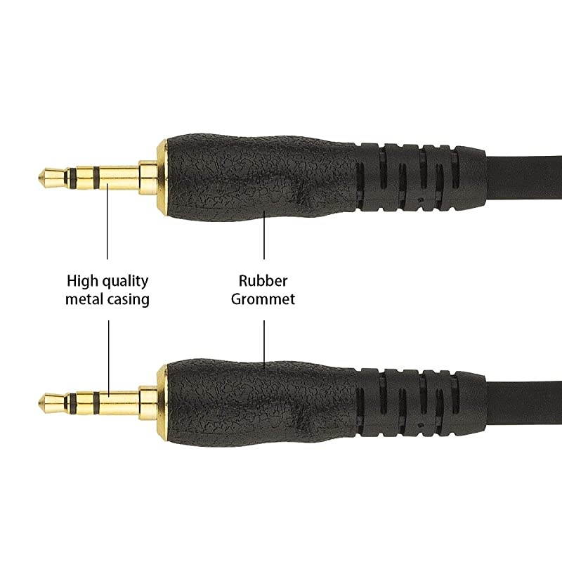Gold-Plated 10 Feet 3.5mm 1/8" Male TRS to 3.5mm 1/8" Male TRS PVC Shelled Stereo Audio Cable(2Pack)