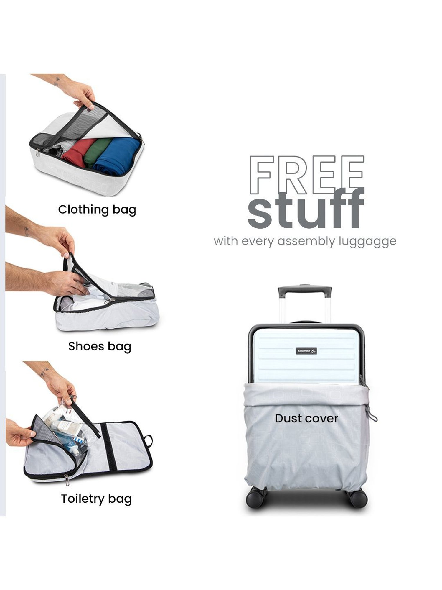 Assembly Grey White Textured Small Cabin Trolley - 20 inch