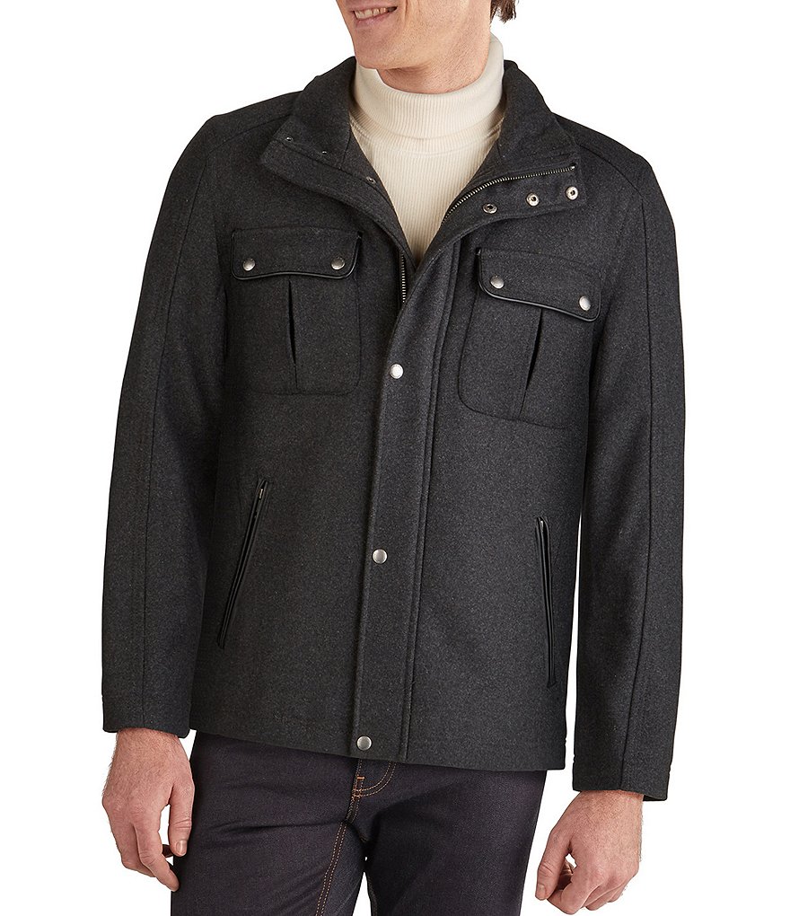 Cole Haan Long-Sleeve Wool-Blend Coat