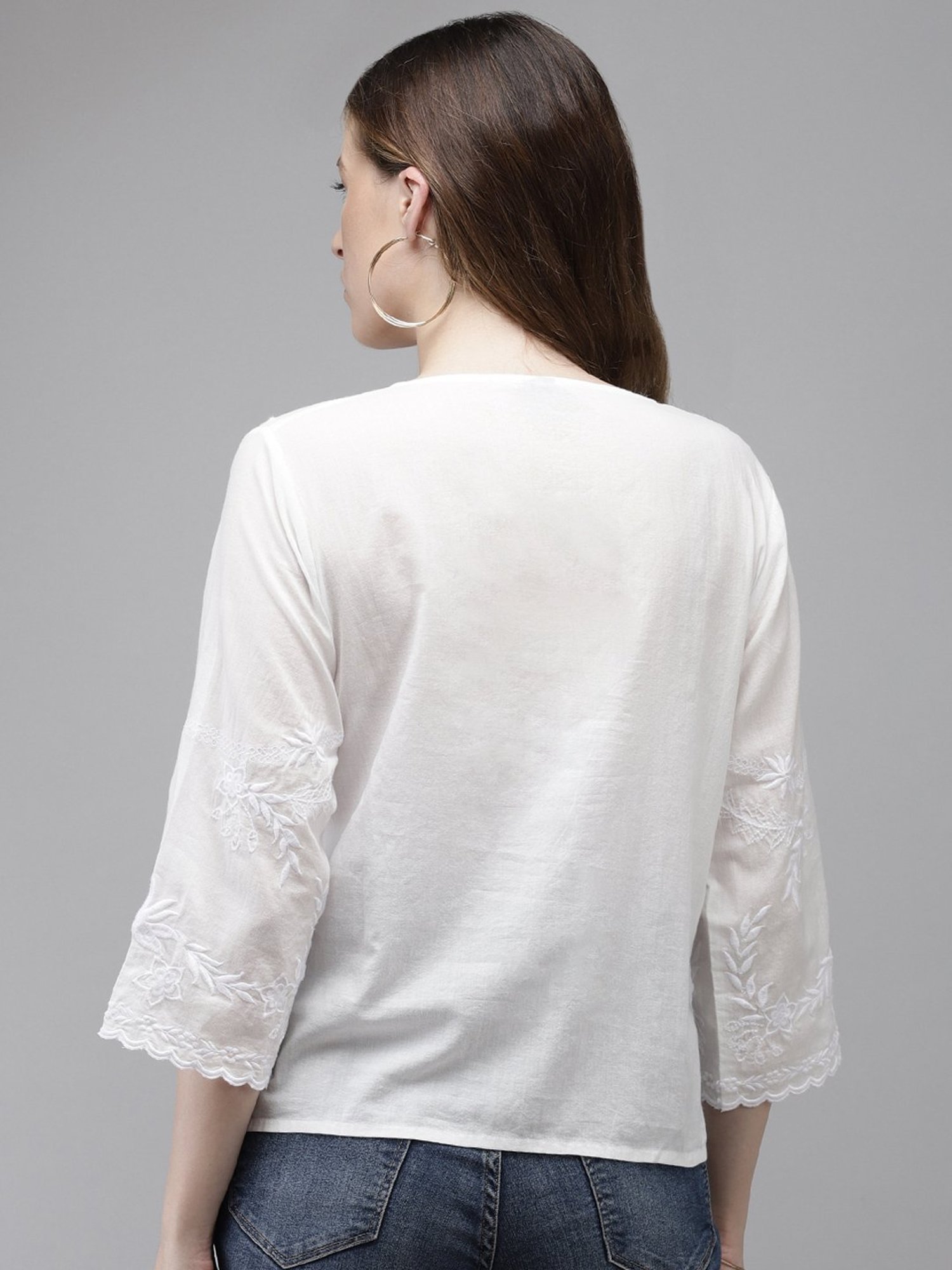 Ishin White Embroidered Top