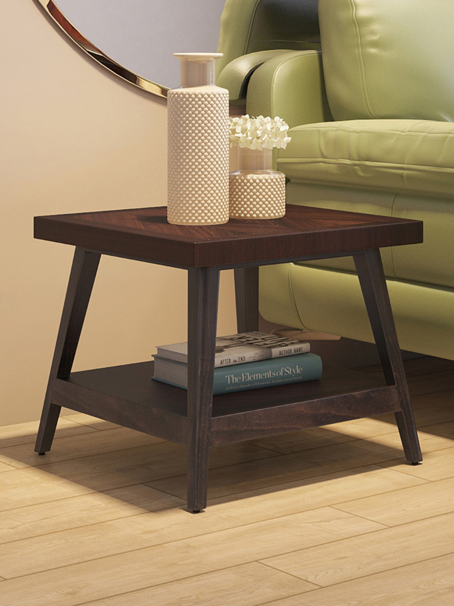 Durian Symphony Brown Solid Wood Veneer Side & End Table