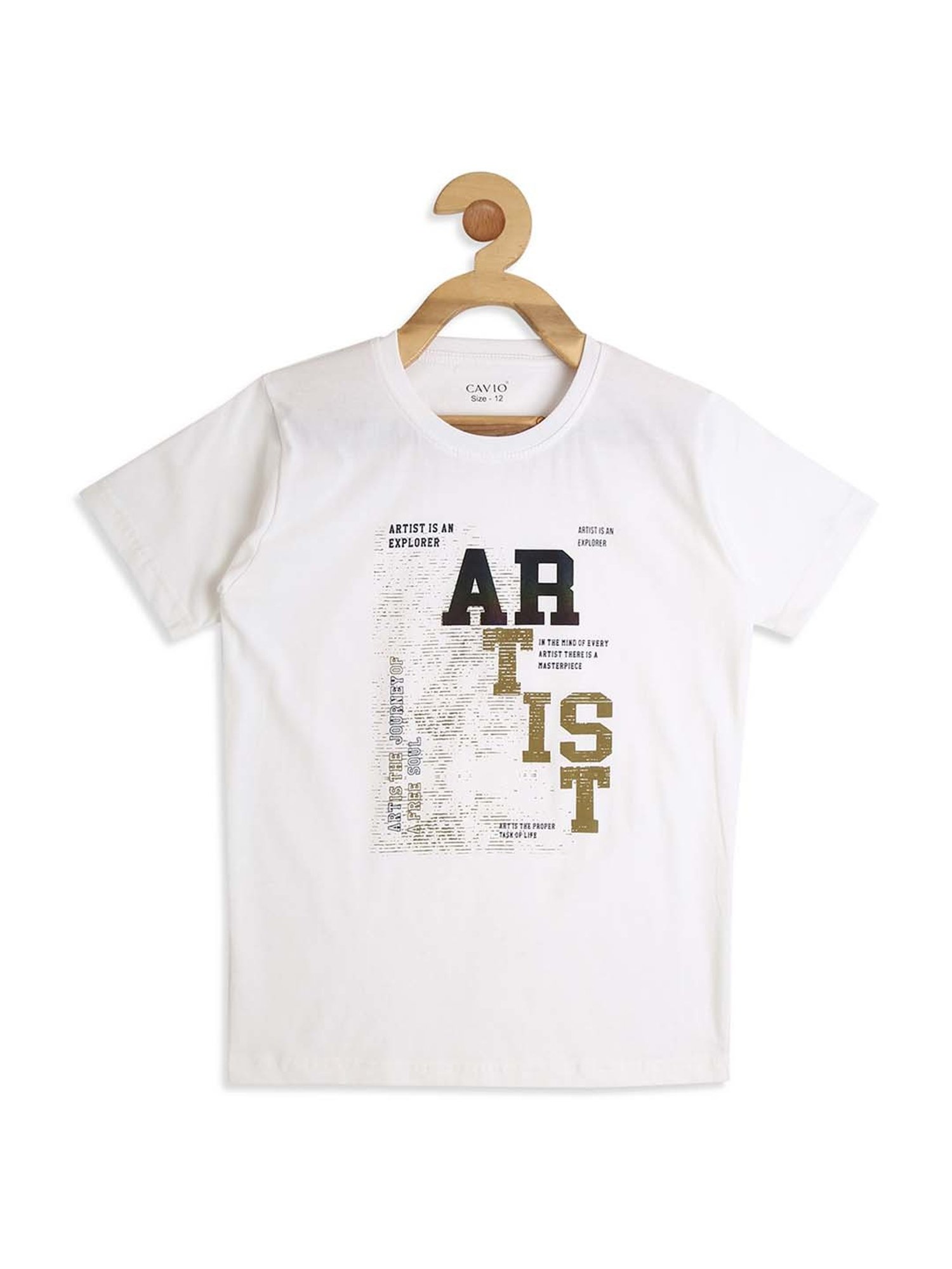 Cavio Kids Cream & White Cotton Printed Shirt with T-Shirt