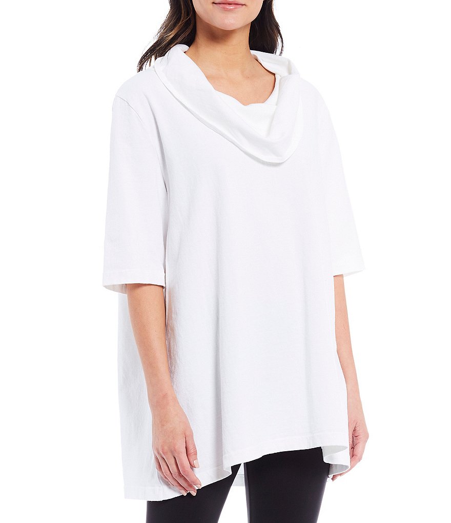 Bryn Walker Enola Cotton Jersey Elbow Sleeve Cowl Neck Tunic