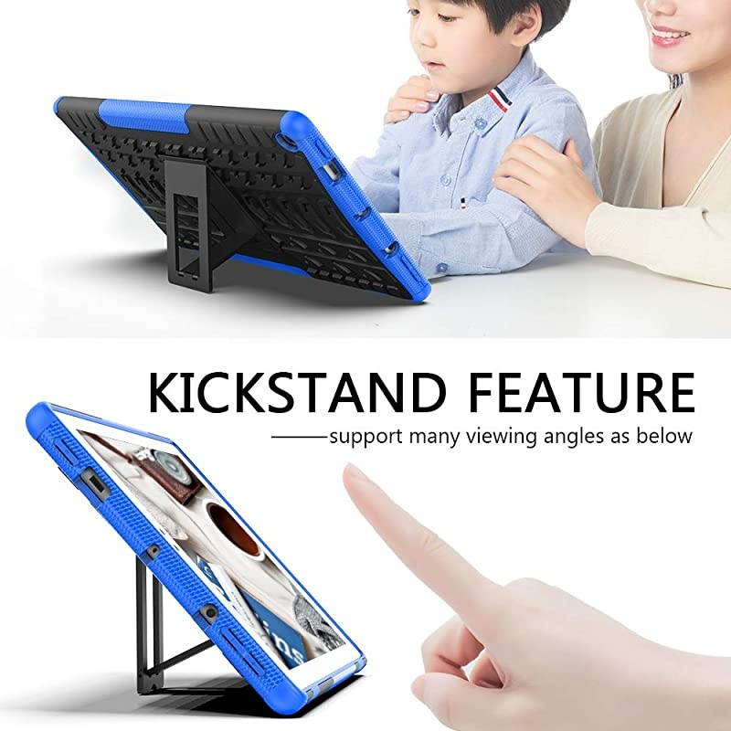 Fire 10 Tablet Case 20192017 Released 9th7th Generation Kickstand Feature Dual Layer Heavy Duty Shockproof Impact Resistance Protective Case for AllNew Kindle Fire HD 10Blue