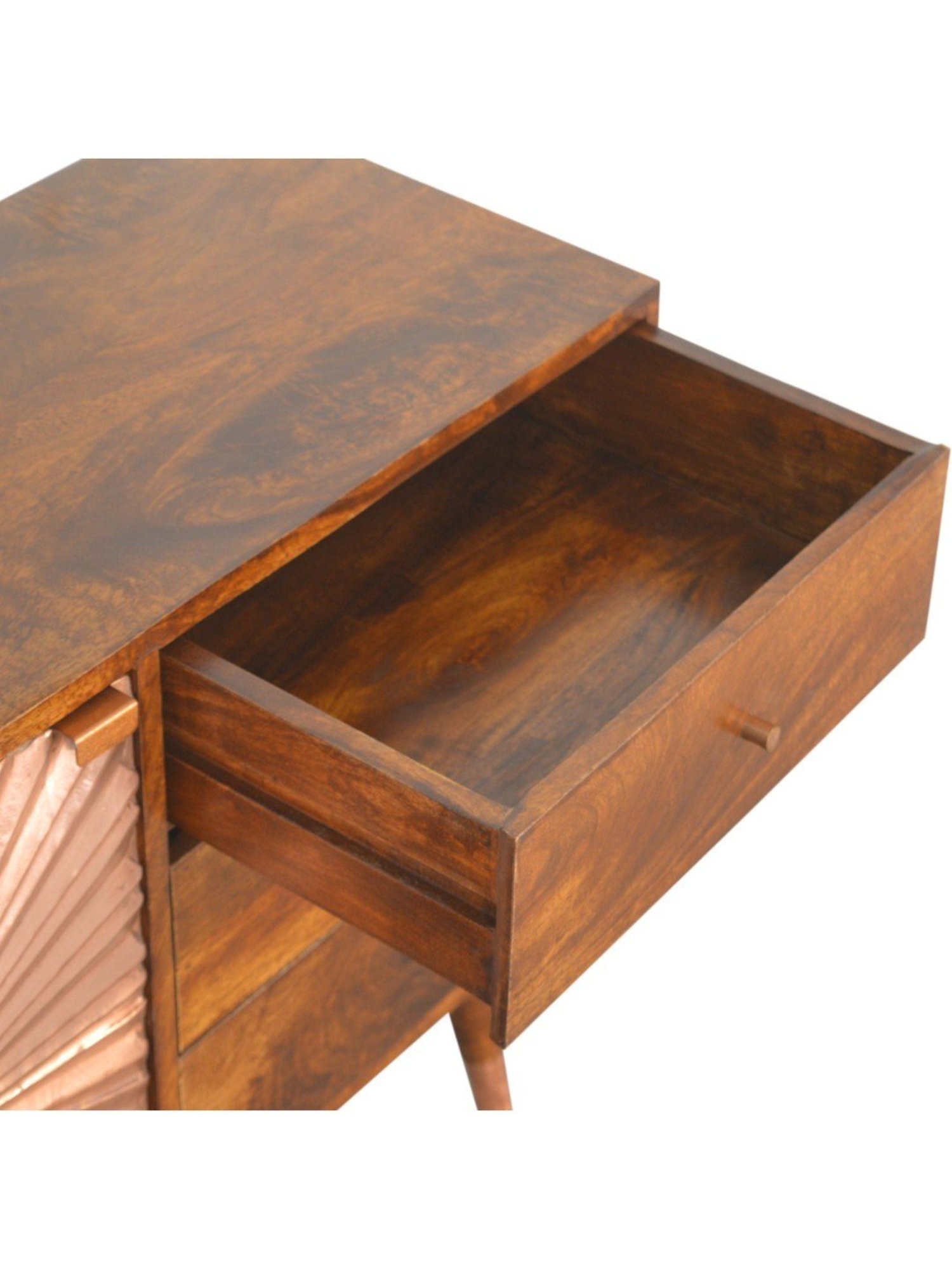 Fabindia Brown Sheesham Wood Textured Cabinet