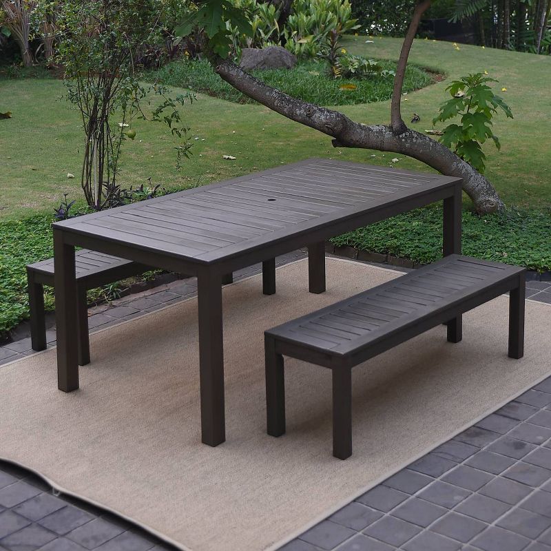 Westlake 3pc Wood Outdoor Patio Dining Set - Dark Gray - Cambridge Casual