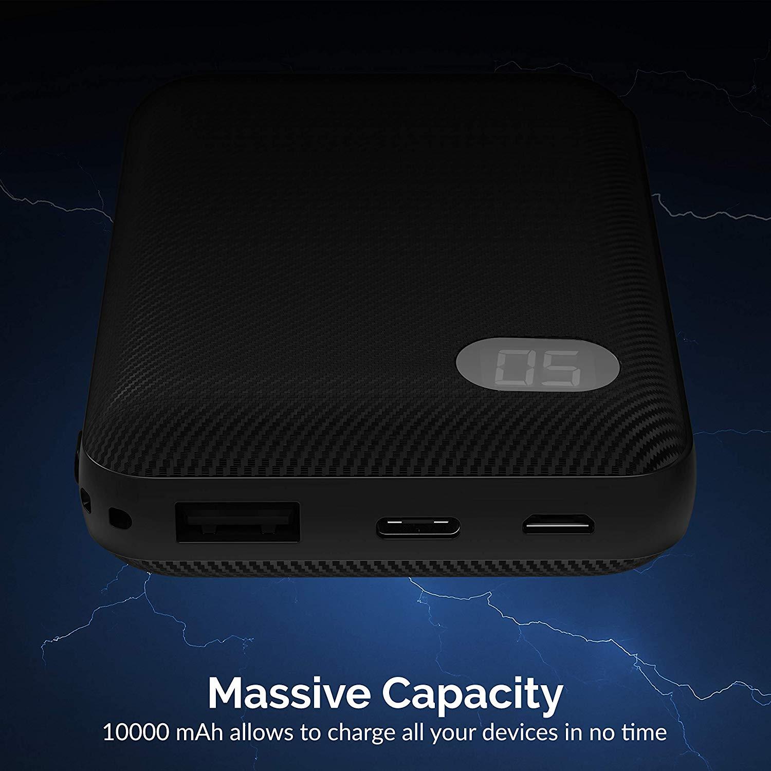 Sabrent 10000 mAh Mini Power Bank Portable Charger - One Cable Solution (PB-YS10)
